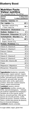 Blueberry Boost Smoothie Pack's Nutrition Facts Label