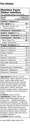 The Athlete Smoothie Pack's Nutrition Facts Label