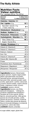 The Nutty Athlete Smoothie Pack's Nutrition Facts Label