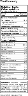 Nutrition Label - Blended For You Frozen Smoothie Blend - Vita-C Immunity