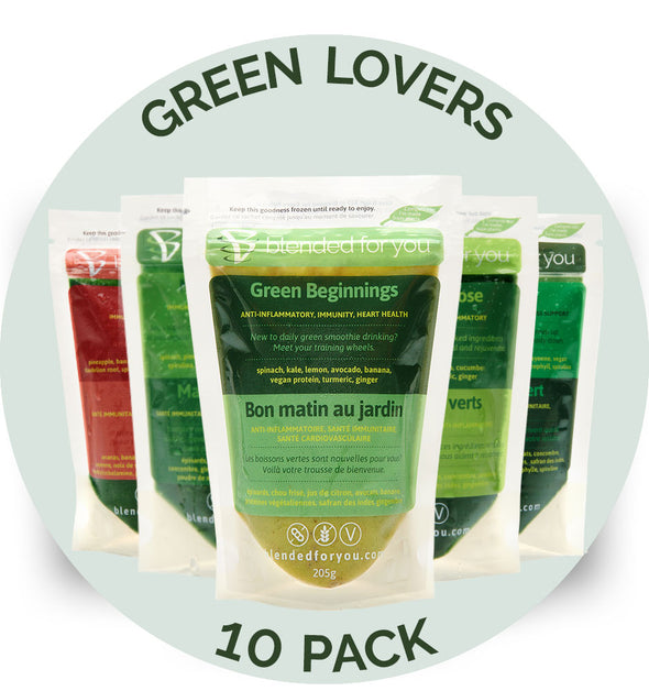 Blended For You Frozen Smoothie Blends - Green Lovers Combo 10 Pack
